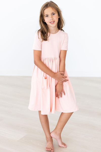 Mila & Rose:  Peach S/S Pocket Twirl Dress SHIPS SEPARATELY