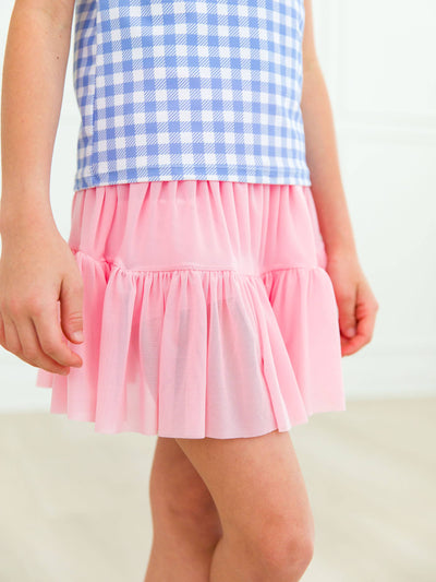 RuffleButts Active Tulle Skort: Pink