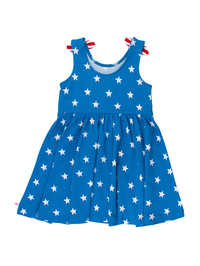 RuffleButts Tie Shoulder Twirl Dress: Stars & Stripes