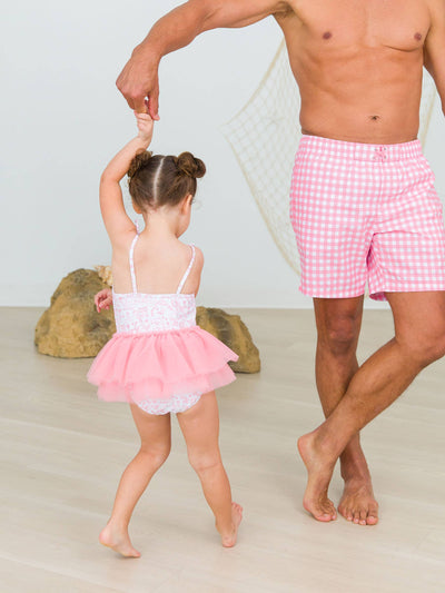 RuffleButts + RuggedButts - Girls By the Seaside Tulle Skirted Tie Shoulder One Piece