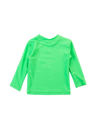 RuffleButts + RuggedButts - Boys Neon Lime Green Long Sleeve Rash Guard