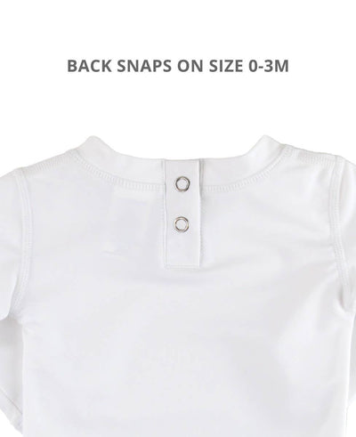 RuffleButts + RuggedButts - Boys White Long Sleeve Rash Guard