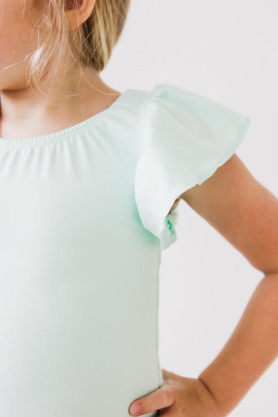 Mila & Rose:  Pastel Green S/S Flutter Sleeve Leotard SHIPS SEPARATELY