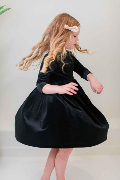 Mila & Rose:  Black Velvet Twirl Dress SHIPS SEPARATELY
