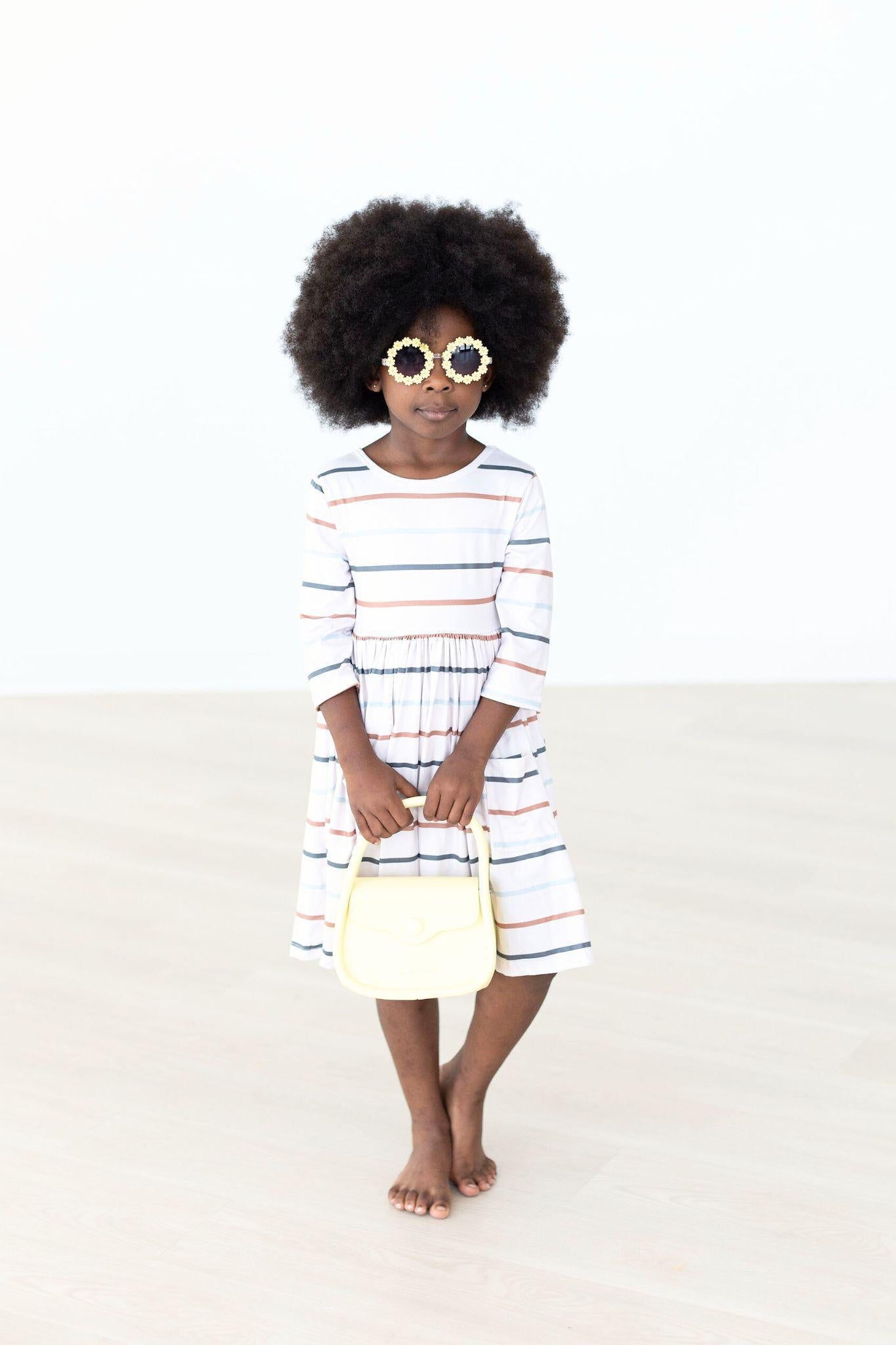 Mila & Rose:  Fall Stripes 3/4 Sleeve Pocket Twirl Dress SHIPS SEPARATELY