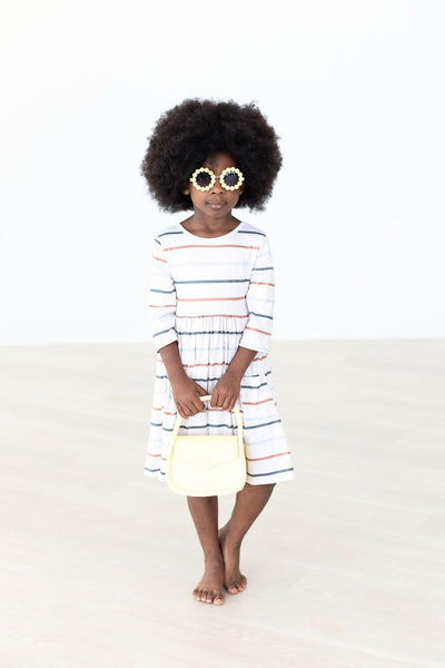 Mila & Rose:  Fall Stripes 3/4 Sleeve Pocket Twirl Dress SHIPS SEPARATELY