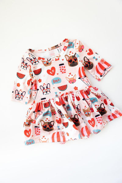 Mila & Rose:  Puppy Love 3/4 Sleeve Twirl Bodysuit SHIPS SEPARATELY