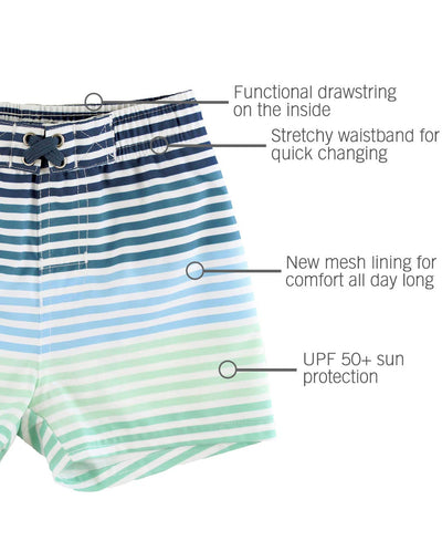 RuffleButts + RuggedButts - Boys Coastal Stripes Swim Trunks (Run Big)