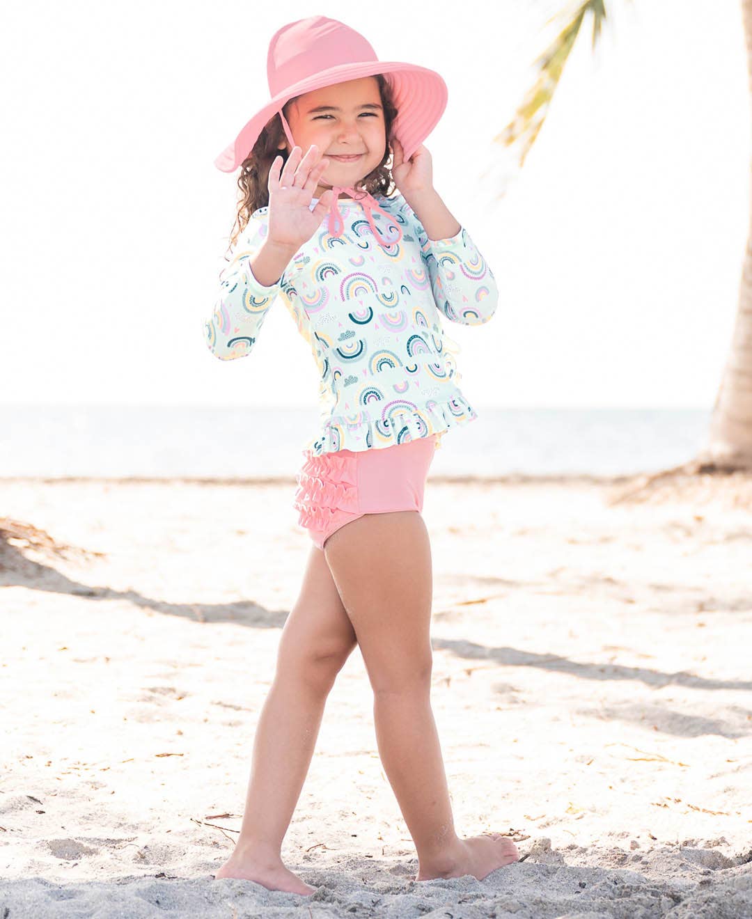 RuffleButts + RuggedButts - Girls Pink Swim Hat