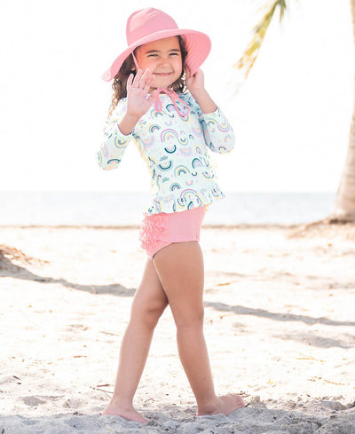 RuffleButts + RuggedButts - Girls Pink Swim Hat
