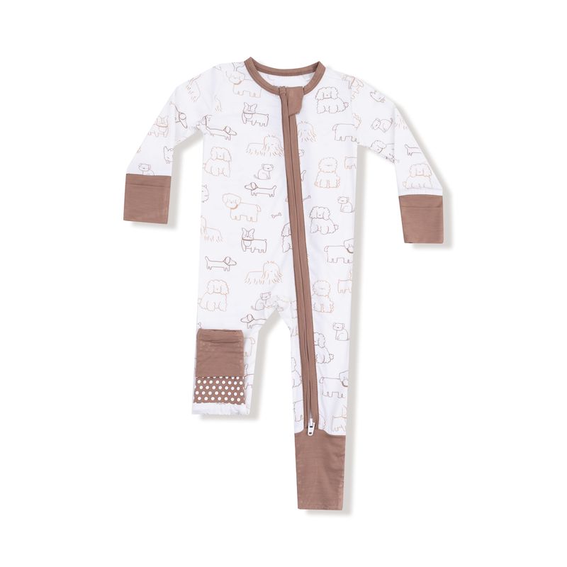 Angel Dear 2 Way Zipper Romper: Neutral Pups