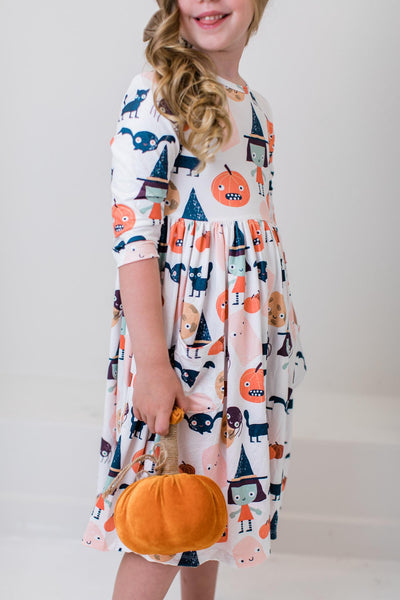 Mila & Rose:  Boo Crew 3/4 Sleeve Pocket Twirl Dress SHIPS SEPARATELY