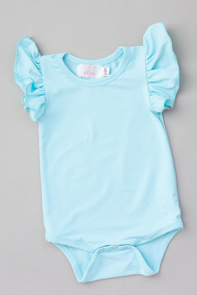 Mila & Rose:  Aqua S/S Flutter Bodysuit SHIPS SEPARATELY