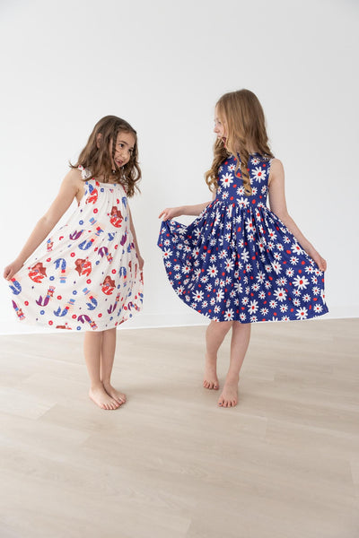 Mila & Rose:  Mer-Made in the USA Ruffle Cross Back Dress SHIPS SEPARATELY