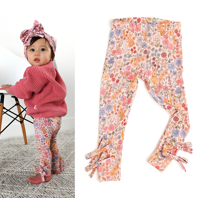 Gigi and Max: Meadow Floral Bunny Bow Leggings