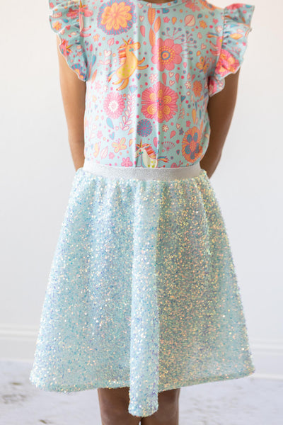 Mila & Rose:  SALE Aqua Sequin Twirl Skirt SHIPS SEPARATELY