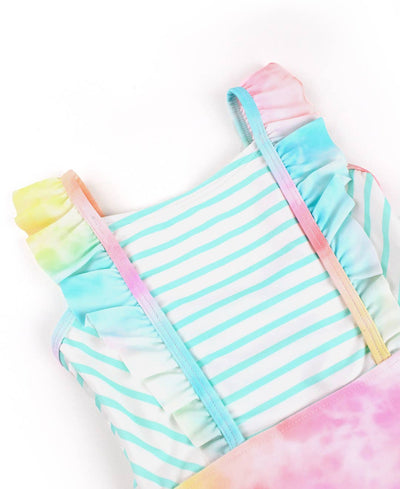 RuffleButts + RuggedButts - Girls Rainbow Tie Dye Pinafore One Piece