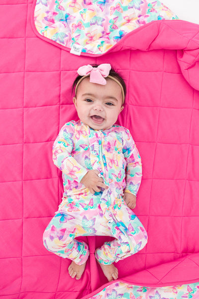 Birdie Bean Ruffle Convertible Romper: Dahlia