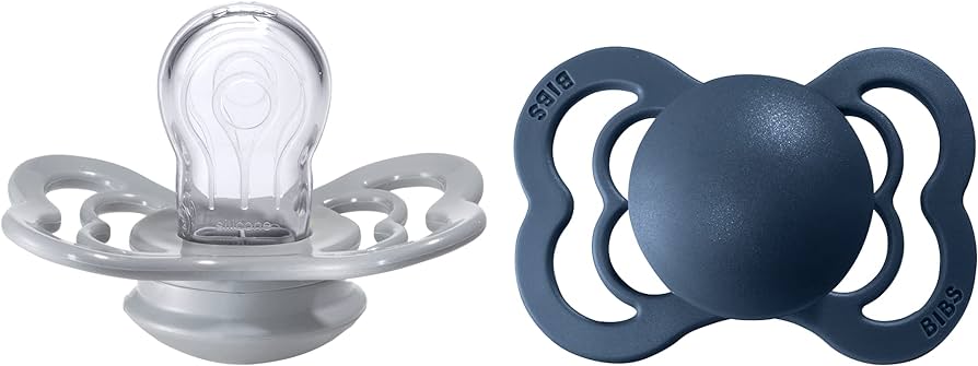 BIBS Pacifiers: Supreme Silicone (2 Pack) - Cloud/Steel Blue