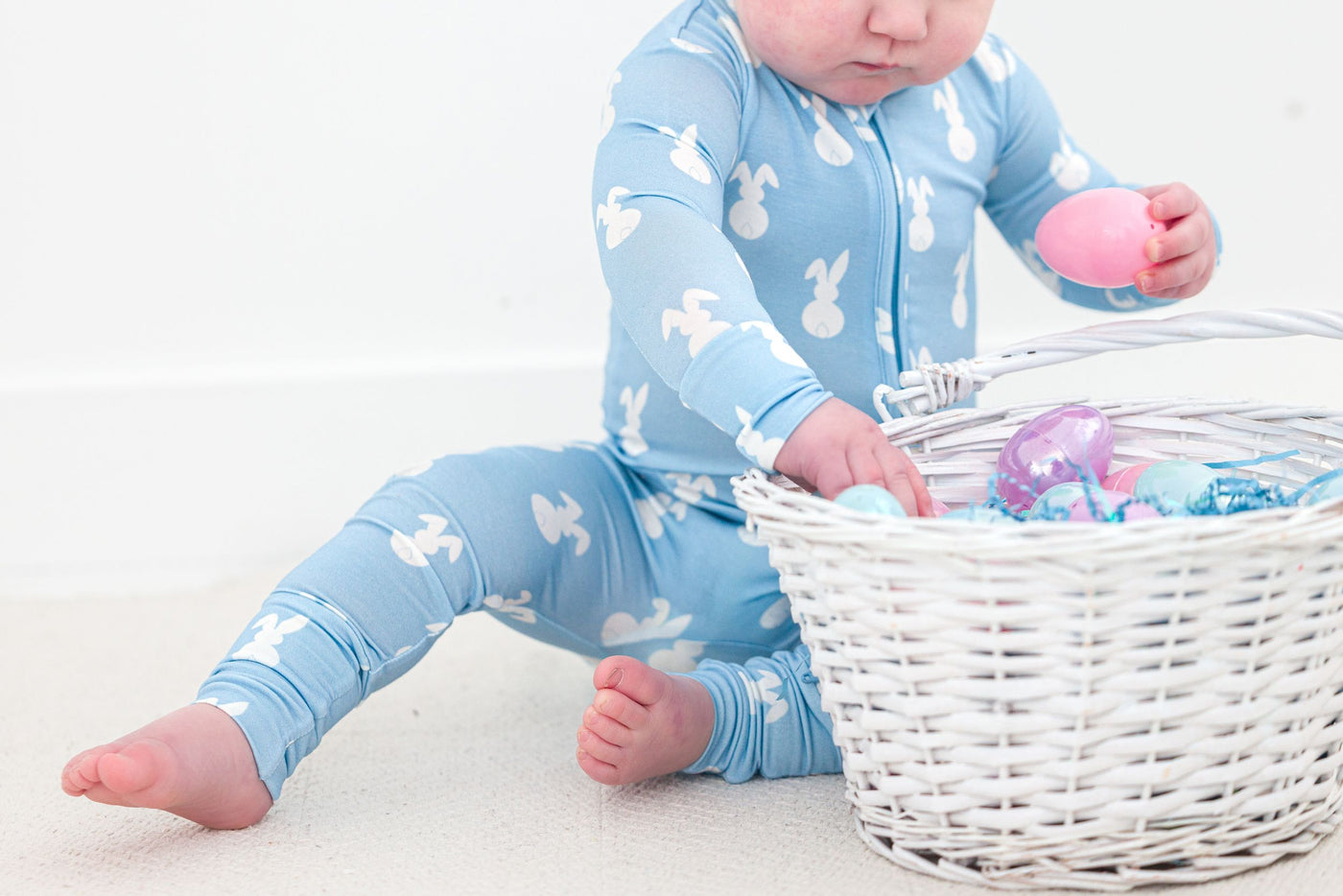 Birdie Bean Convertible Romper: Blue Bunny