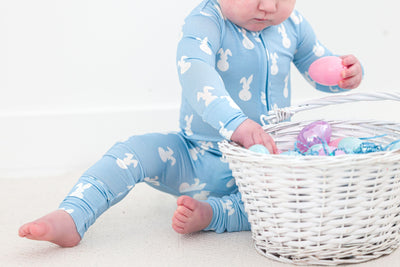 Birdie Bean Convertible Romper: Blue Bunny