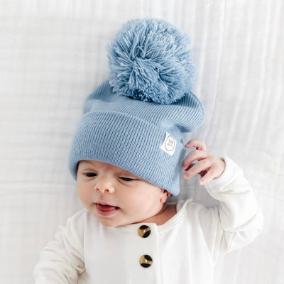 Lou Lou and Company Beanie with Pom: Steel Blue