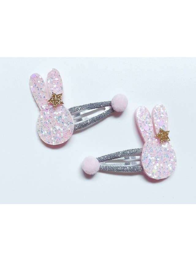 Cheeky Plum Hair Clip Set: Glitter Bunny
