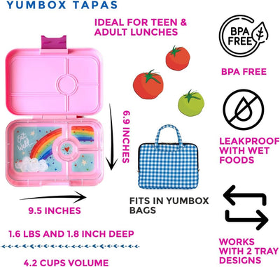 YumBox Tapas 4-Compartment Tray: Capri Pink (Rainbow Tray)