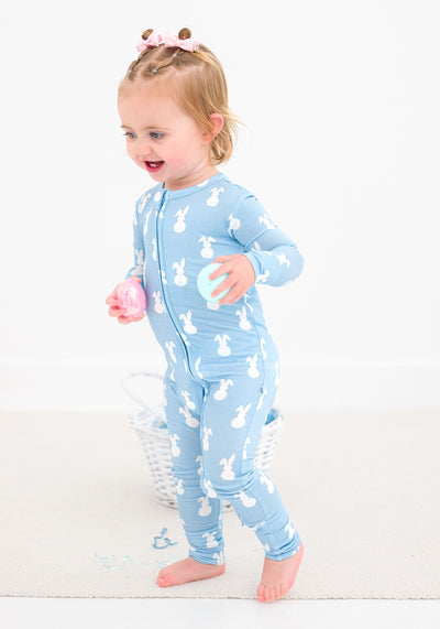 Birdie Bean Convertible Romper: Blue Bunny