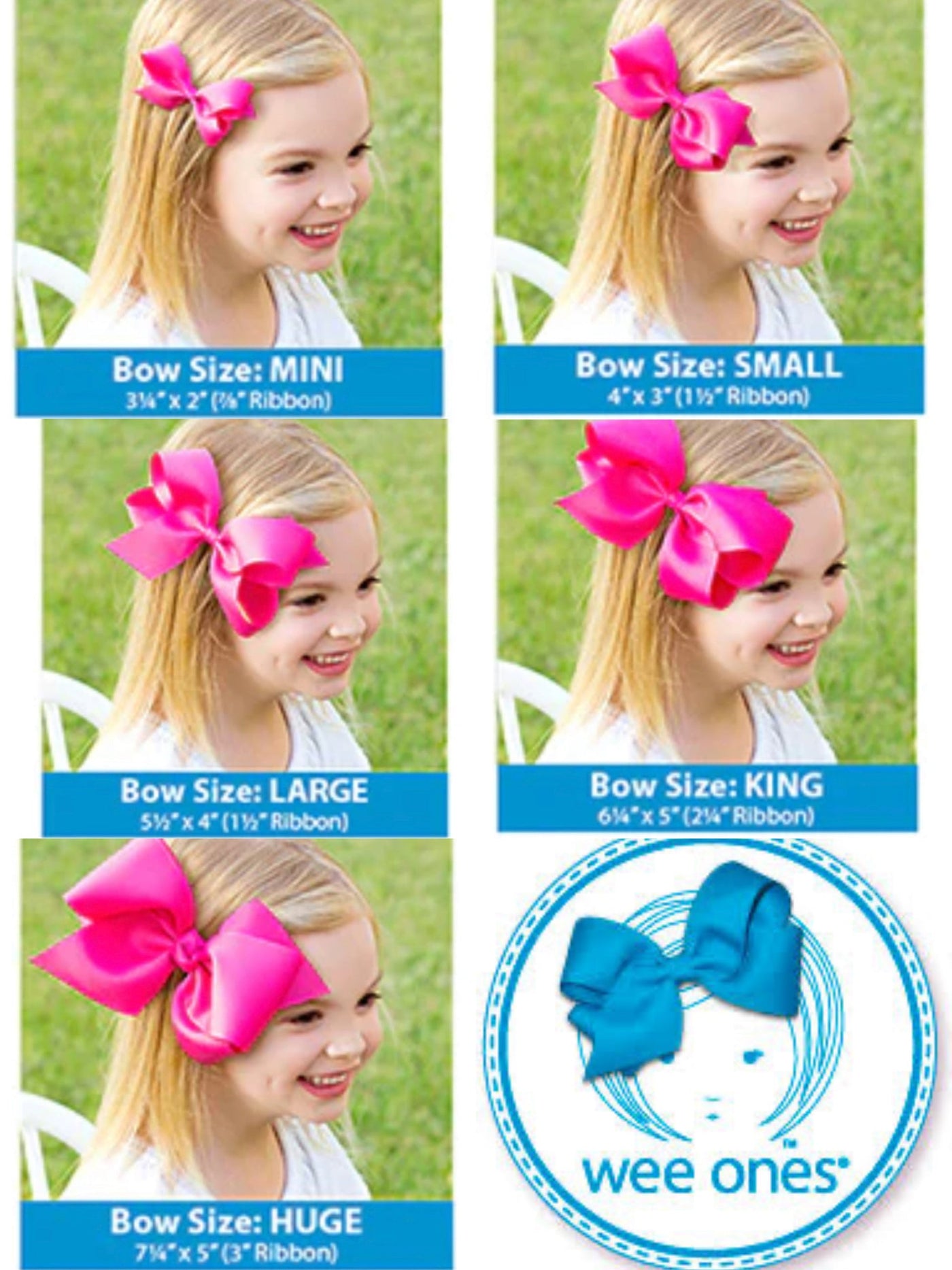 Wee Ones Moonstitch Classic Hair Bow: Light Pink with White