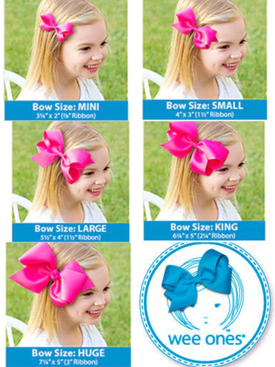 Wee Ones Moonstitch Classic Hair Bow: Light Pink with White