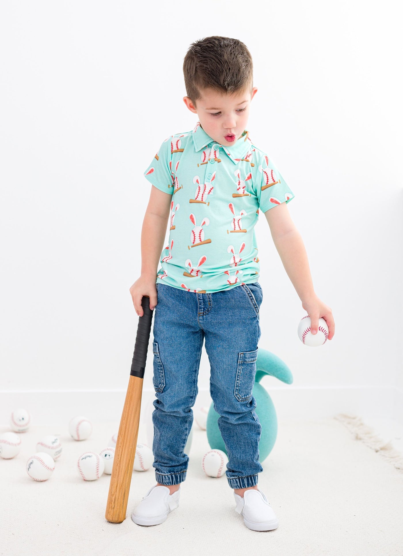 Birdie Bean Polo Shirt: Baseball Bunnies