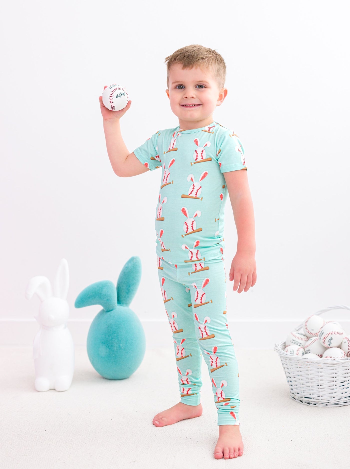 Birdie Bean Pajama Set: Baseball Bunnies