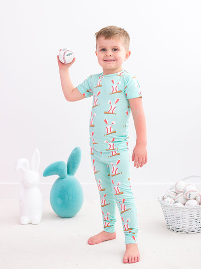 Birdie Bean Pajama Set: Baseball Bunnies
