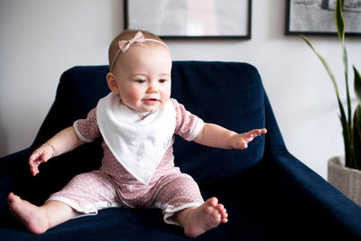 Copper Pearl Bandana Bib Set: Solid White