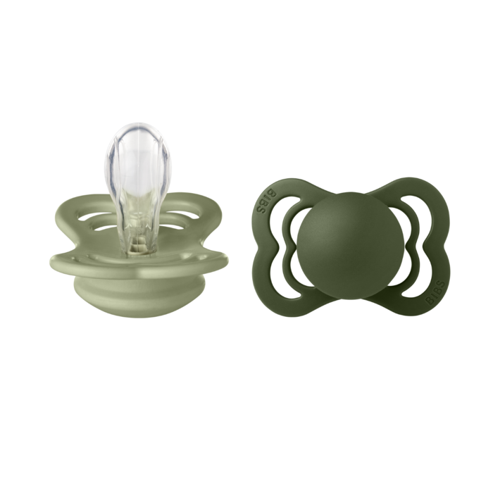 BIBS Pacifiers: Supreme Silicone (2 Pack) - Sage/Hunter Green