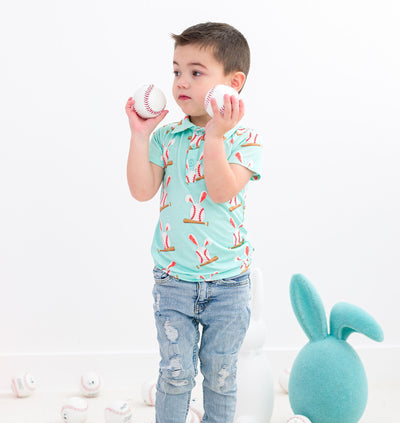 Birdie Bean Polo Shirt: Baseball Bunnies