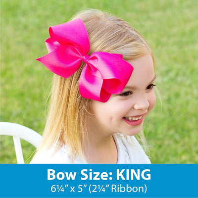 Wee Ones Moonstitch Classic Hair Bow: Light Pink with White
