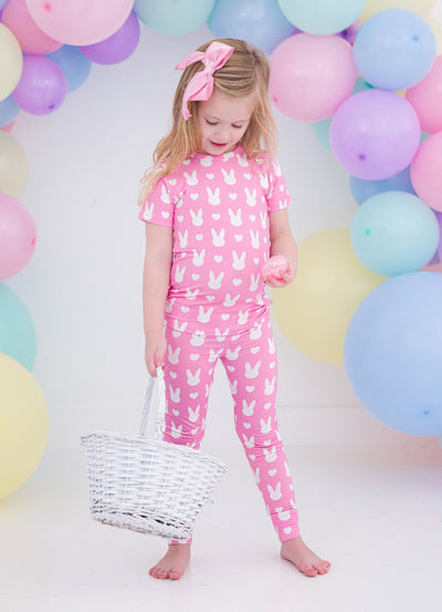 Birdie Bean Pajama Set: Pink Bunny