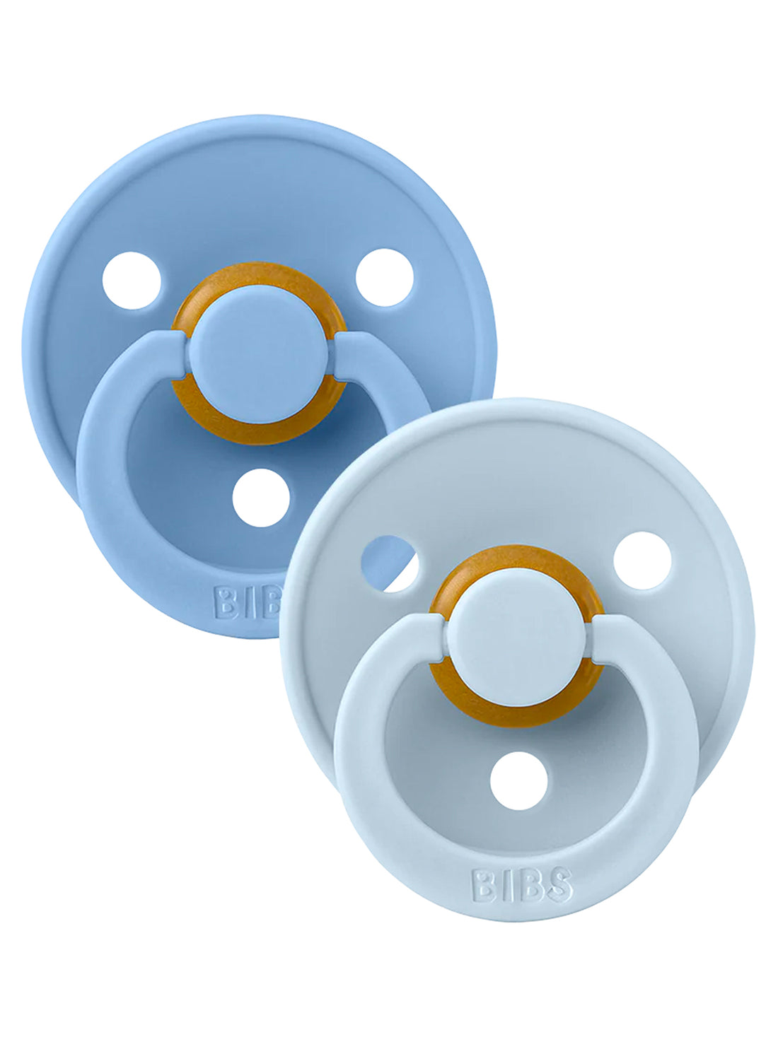 BIBS Pacifiers Classic Round 2 Pack: Sky Blue/Baby Blue