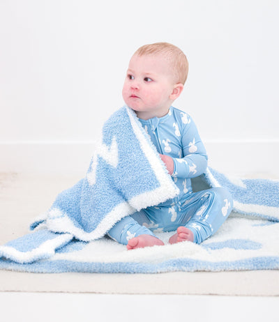 Birdie Bean Toddler Microfiber Blanket: Blue Bunny
