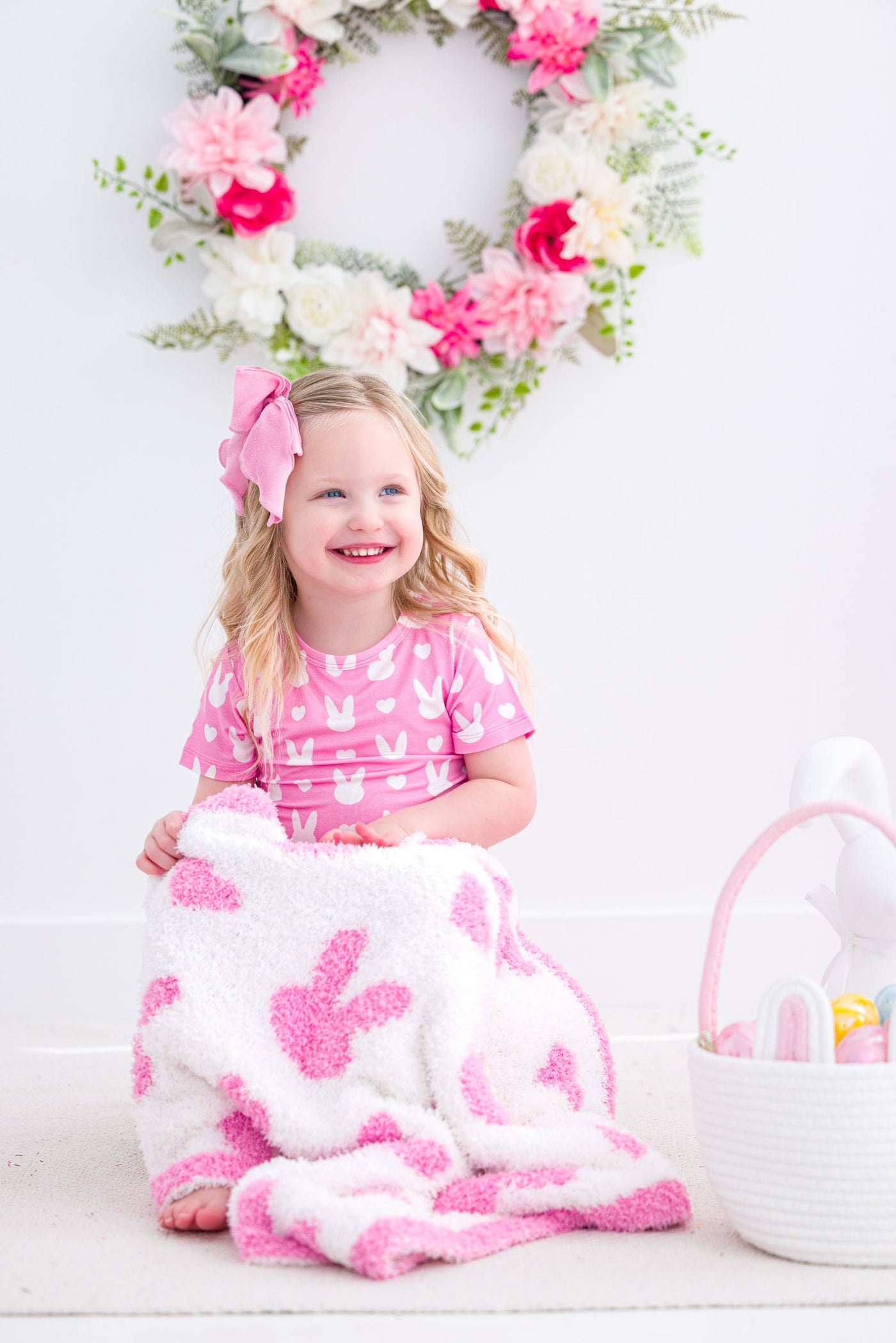 Birdie Bean Stroller Microfiber Blanket: Pink Bunny