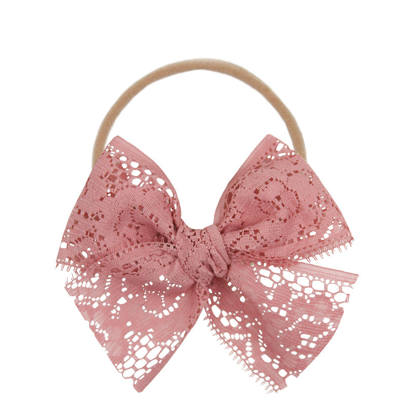 Lou Lou and Company Bow Headband: Rose Lace