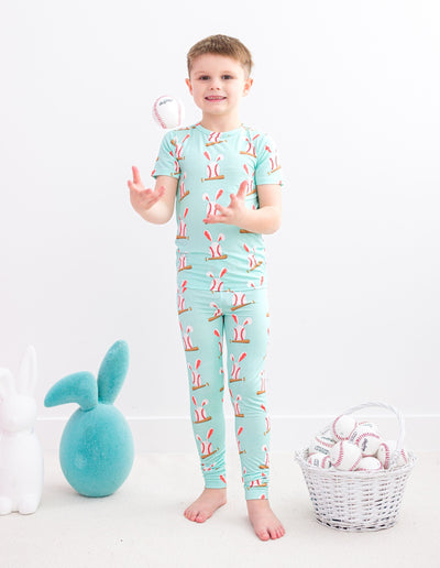 Birdie Bean Pajama Set: Baseball Bunnies