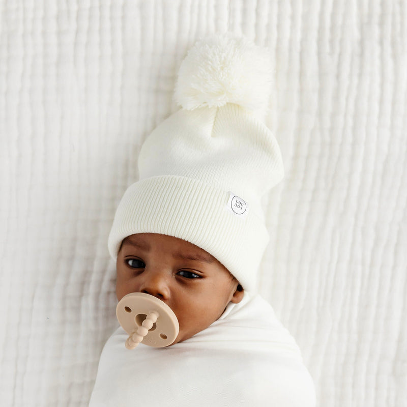 Lou Lou and Company Beanie with Pom: Ivory