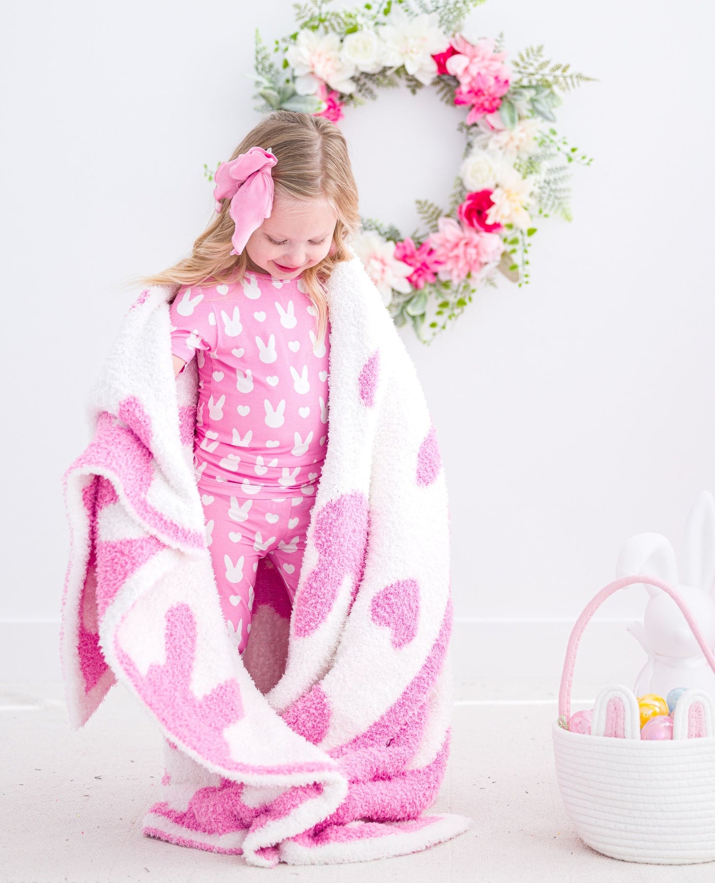 Birdie Bean Stroller Microfiber Blanket: Pink Bunny