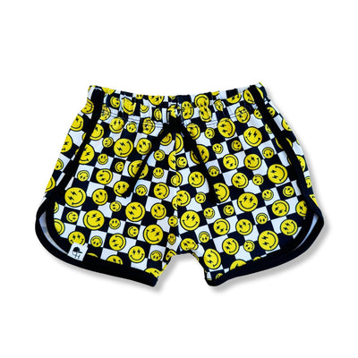 George Hats Track Swim Shorts: Yellow Check Smiley
