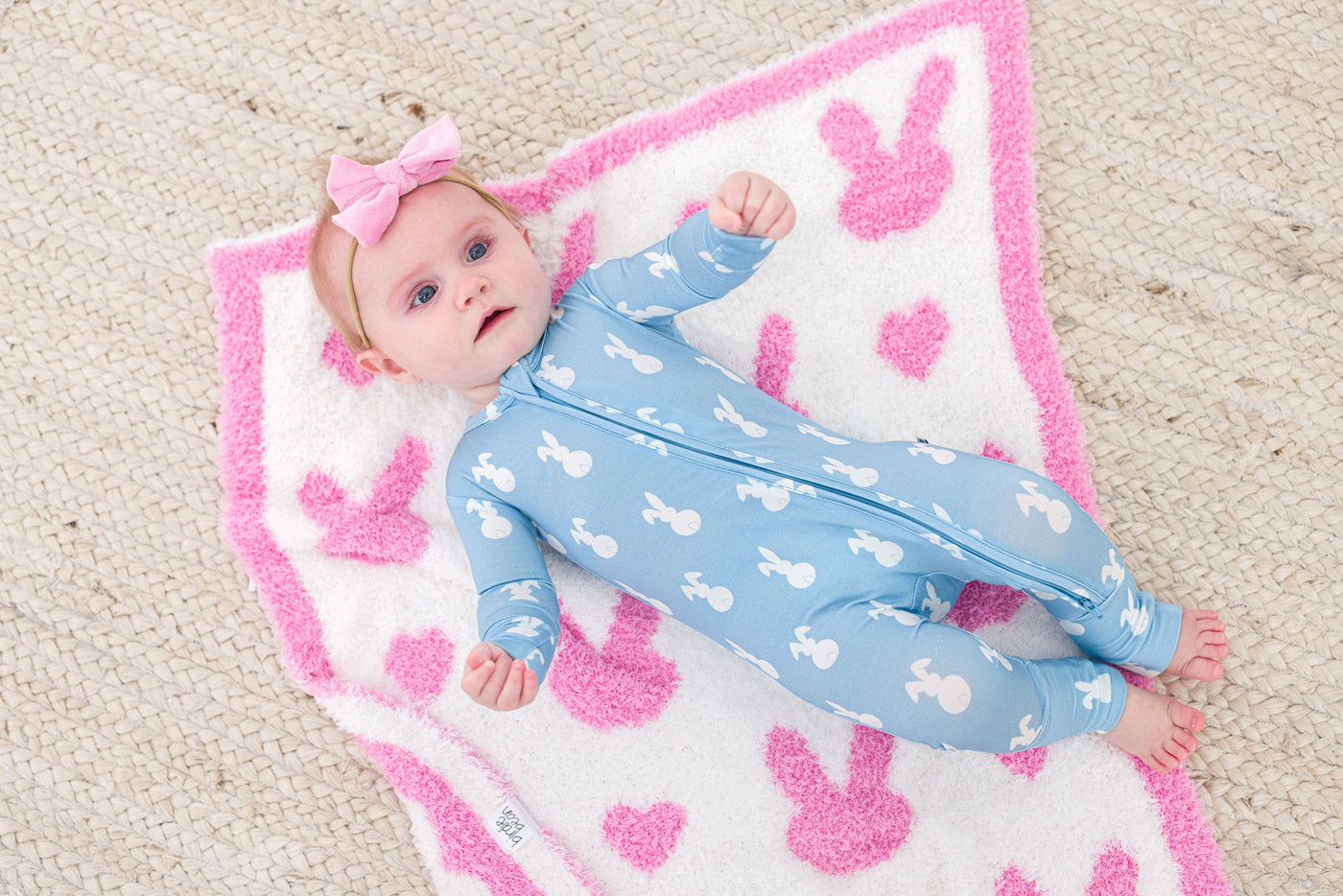 Birdie Bean Stroller Microfiber Blanket: Pink Bunny