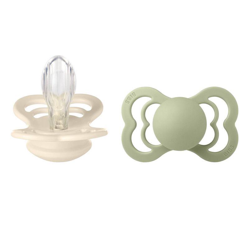 BIBS Pacifiers: Supreme Silicone (2 Pack) - Ivory/Sage