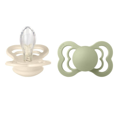 BIBS Pacifiers: Supreme Silicone (2 Pack) - Ivory/Sage